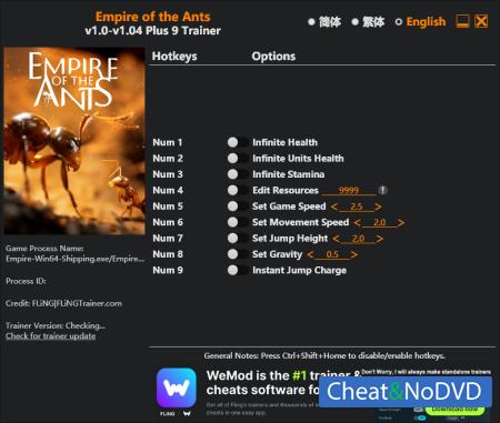 Empire of the Ants  Trainer +9 v1.04 {FLiNG}